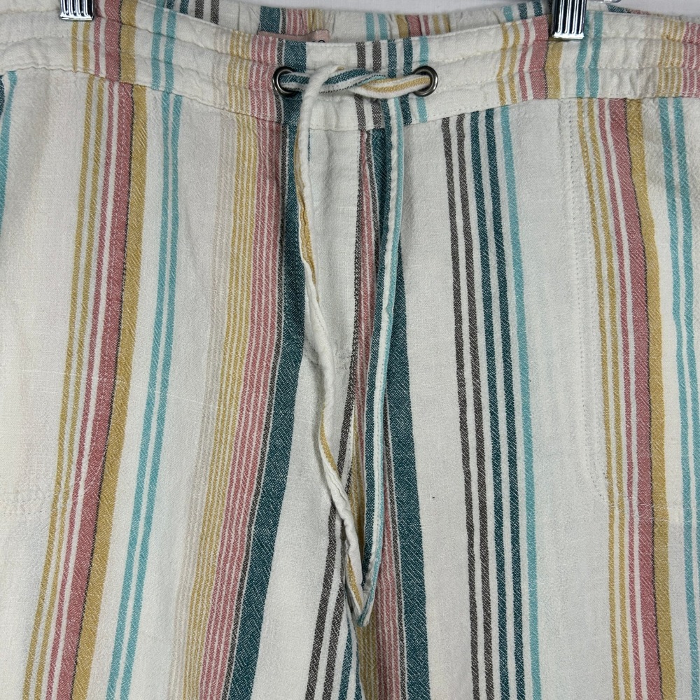 Perse Multi-Striped Linen Blend Crop Pants Size 2X - Picture 3 of 8